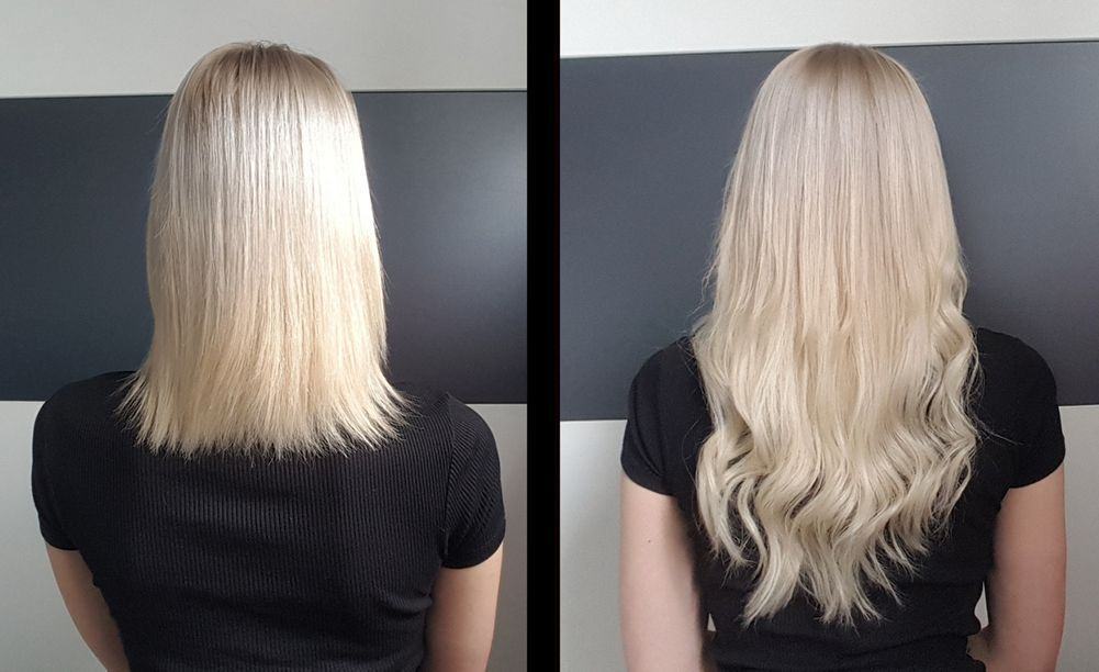 Before After pictures with human hair extensions